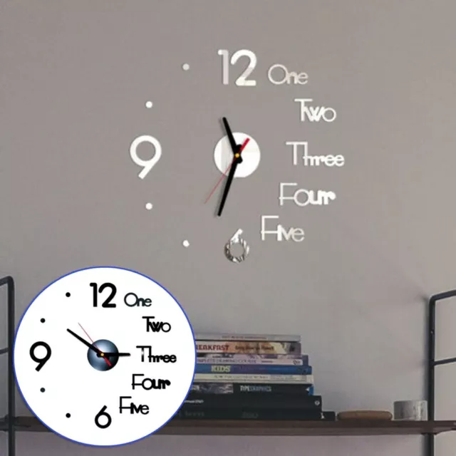 Display Wall Clock Self adhesive Sticker Large Mirror Surface Office Punch free