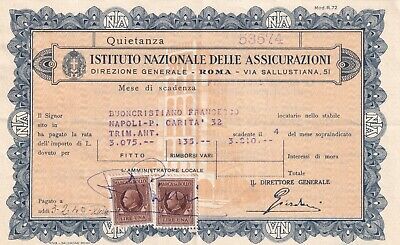 Italy Revenue Stamped Insurance Certificate 1940