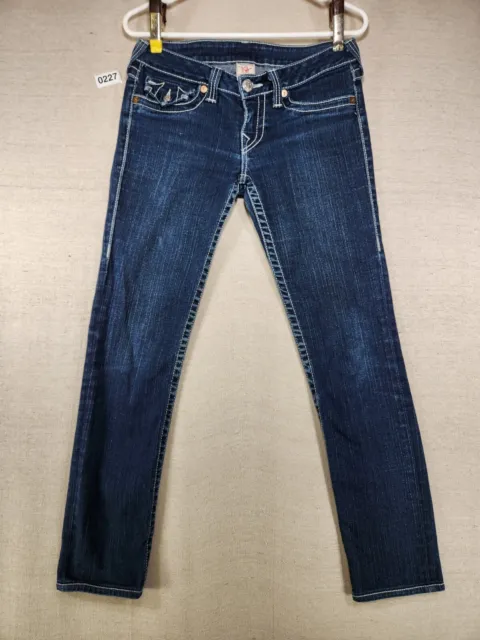 True Religion Womens Stretch Embroidered Button Pockets Denim Jeans Size 28
