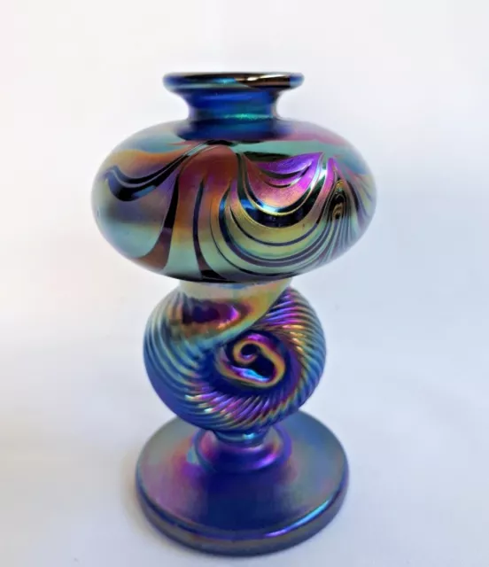 Sean O'Donoghue Australian Studio Art Glass Iridescent Cornucopia Bud Vase