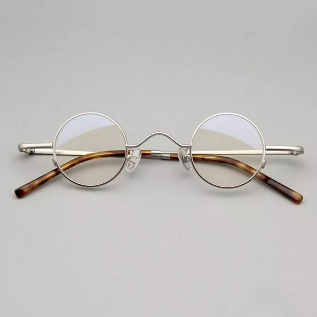 Vintage kleine runde 34mm Brille Herren Damen Edelstahl Brillengestelle