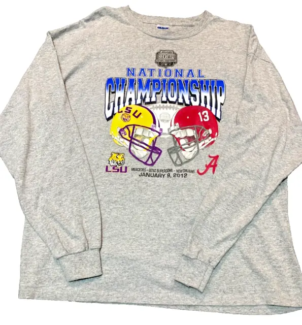 LSU Vs Alabama National Championship 2012 Superdome XL Long Sleeve Gray T-Shirt