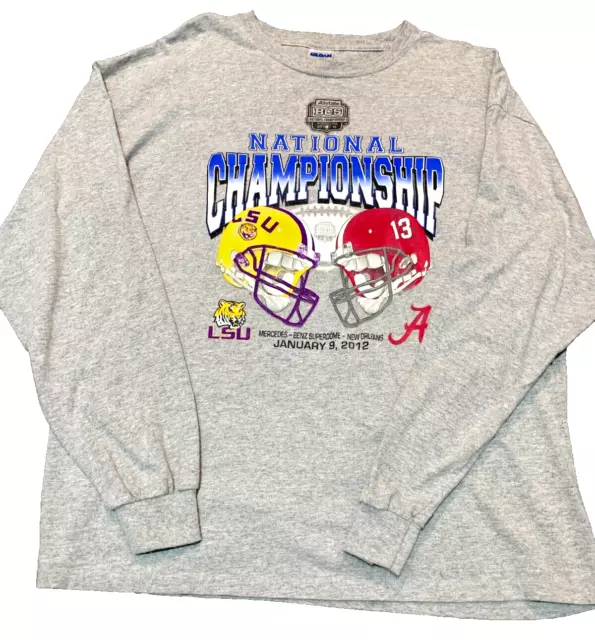 LSU Vs Alabama National Championship 2012 Superdome XL Long Sleeve Gray T-Shirt