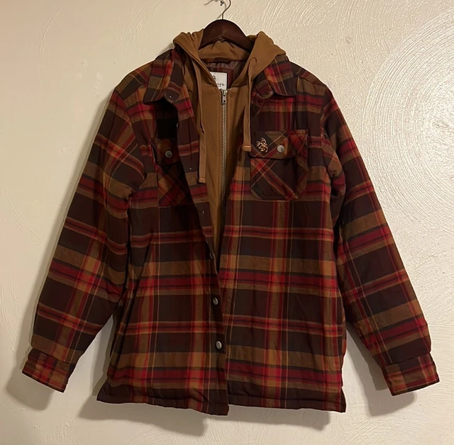 Legendary Whitetails Men's Maplewood Hooded Shirt Jacket Brown Medium