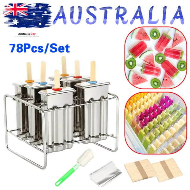 78 in 1 Ice Cream Mould Stainless Steel Popsicle Mold Lolly Ice Pop Mold Holder