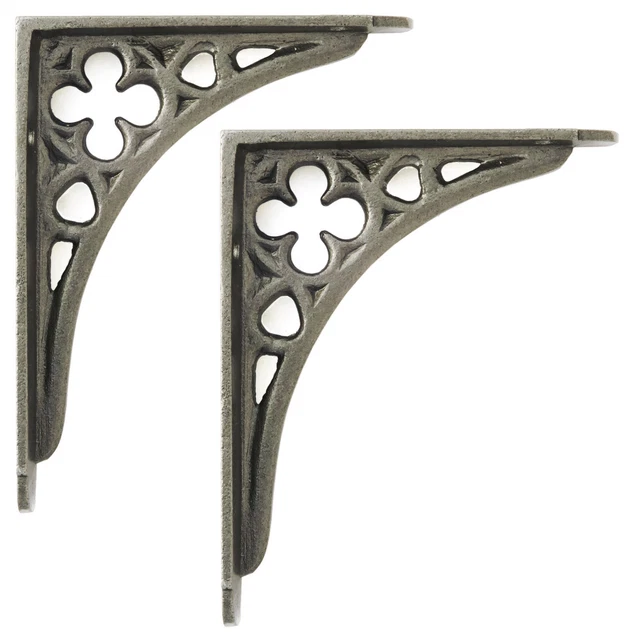PAIR OF MINI Cast Iron Victorian Gothic Shelf Brackets antique style 4