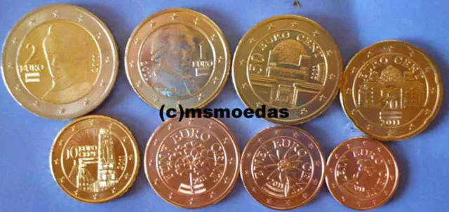 Österreich Austria 8 Euromünzen KMS mit 1 Cent bis 2 Euro coins Jahr nach Wahl
