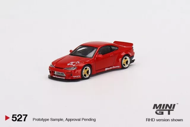 Mini GT 1:64 Die-cast Car #527-R Nissan Silvia (S15) Rocket Bunny Red (RHD)