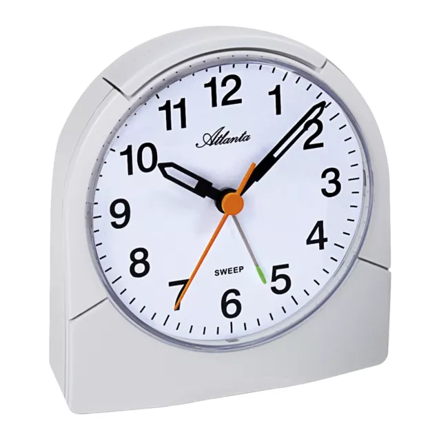 Atlanta Quarz Wecker ohne Ticken Analog Weiss Snooze Crescendo Licht - 1997/0