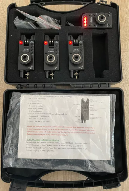 Edwards Custom Upgrades Mk1 Super Plus Compact 3 Rod Bite Alarm And Receiver Set