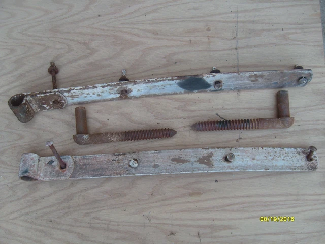 Pair of Wrought Iron Metal Barn / Gate strap hinges with hangers