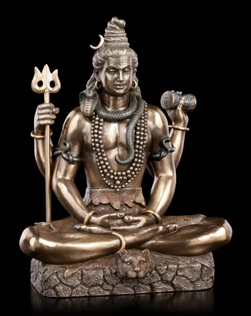 Induista Dio Shiva Figura - Seduto IN Bronzo - Veronese Statua Buddha