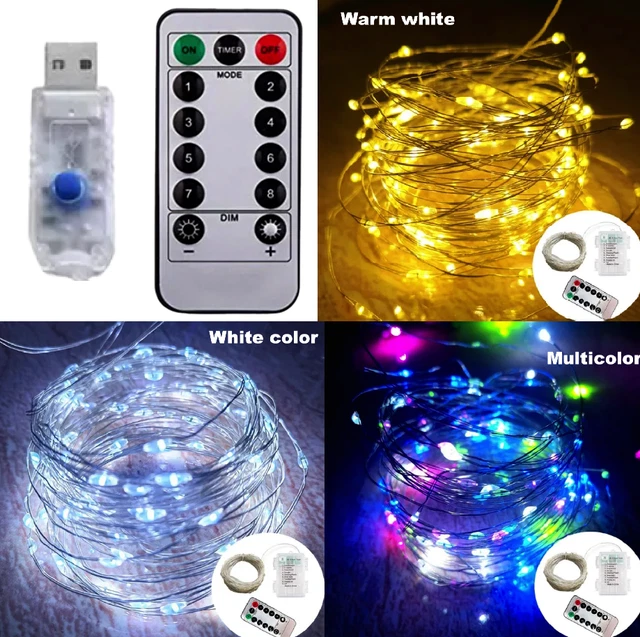 USB Plug In 20/50/100LED DIY Micro Copper Wire String Lights Party Fairy Light