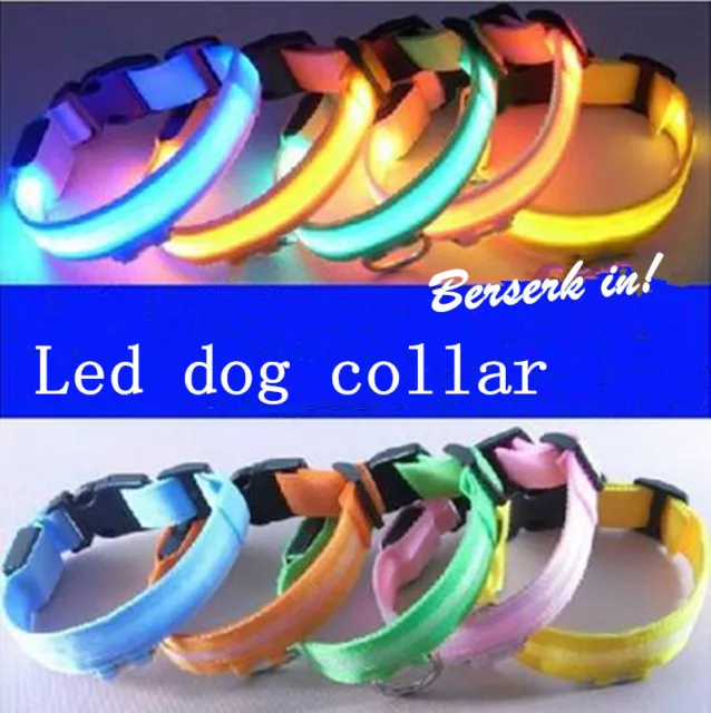 Lumière LED Collier Chien Compagnie Nylon Colliers Chat Clignotant Lumineux Nuit