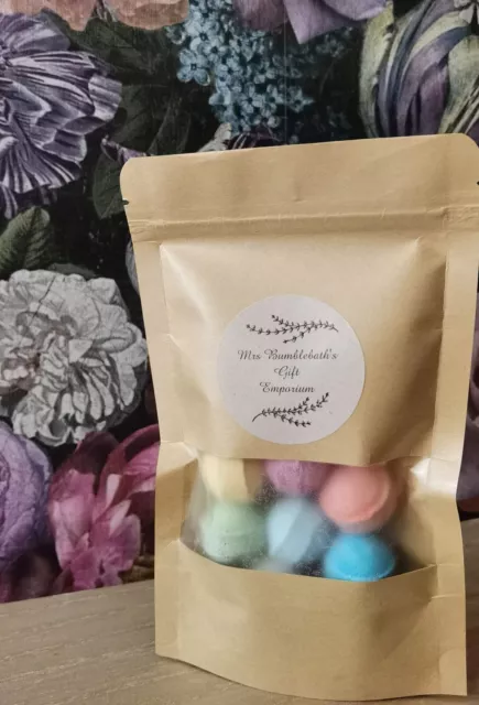 10 Mini Scented Bath Bombs Marbles Chill Pills Fizzes Vegan Resealable Pouch Bag