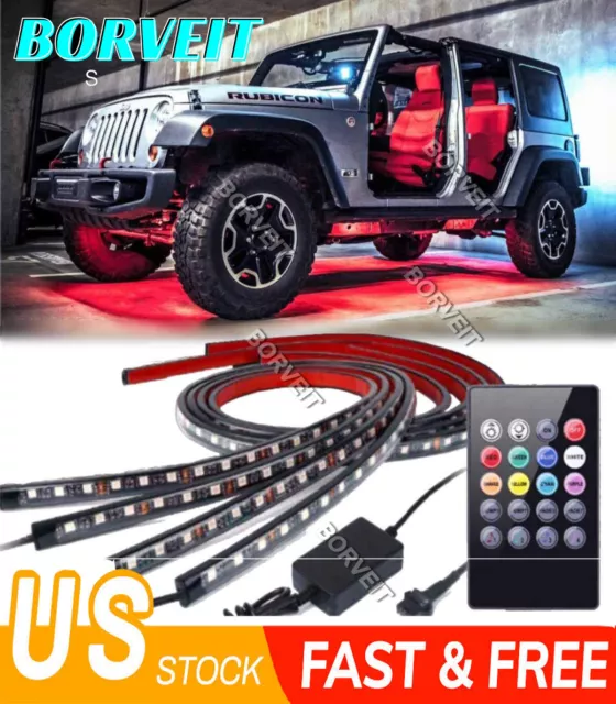 LED Undercar Underbody Underglow Kit Neon Strip Under Car Body Glow Light+Remote