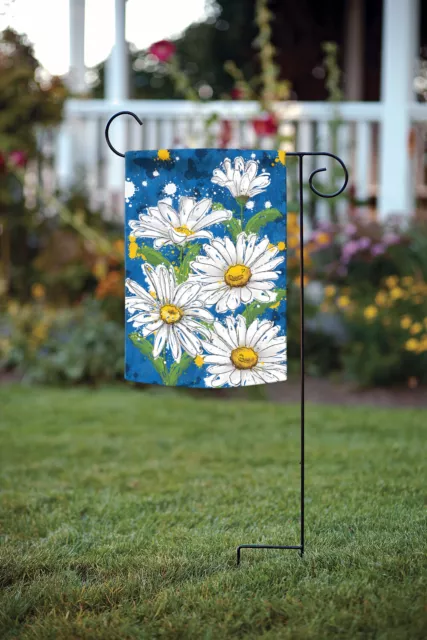 Toland Painted Daisies 12x18 Blue Spring Floral Garden Flag