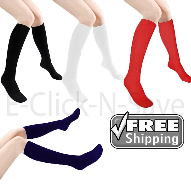 Girls Juniors Women 3,6,12 Pairs Lot Knee High School Uniform Socks Plain S~XL