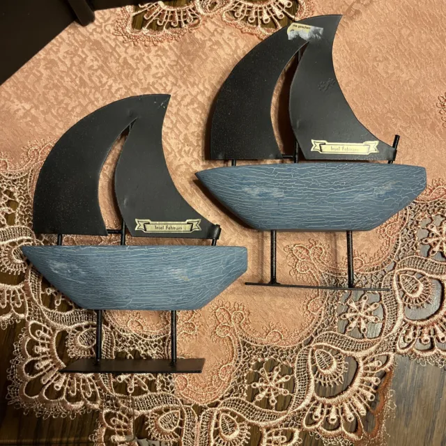 2 Segelschiffe Aufsteller,  Holz Metall, Modern