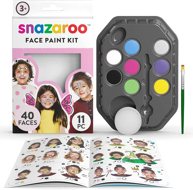 Snazaroo Fantasy Face Paint Kit Palette per Bambini e Adulti, 8 Colori, 11pz,