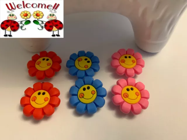 6 X Beautiful Colourful Sunflower Happy Etc Shoe Charm Cake Topper Bracelet 271W