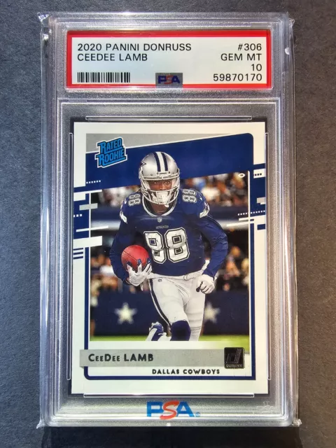 2020 Donruss Ceedee Lamb Rated Rookie #306 PSA 10 RC Dallas Cowboys Oklahoma