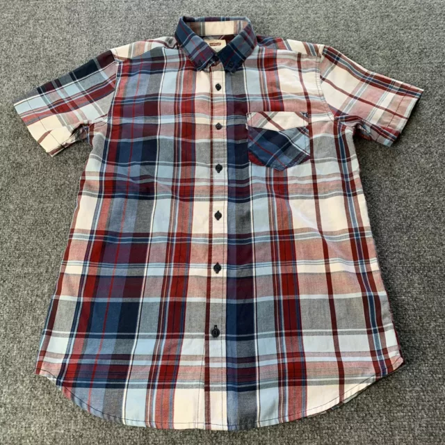 Levi’s Mens Button Up Short Sleeve Casual Collared Shirt Plaid Multicolor Size S