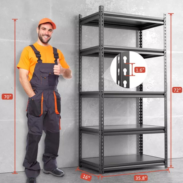 4/5-Tier Adjustable Shelving Heavy Duty Metal Storage Shelves Utility Warehouse 2