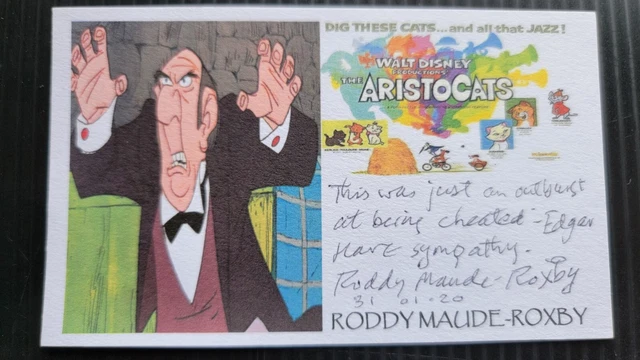 "Disney's The Aristocats" Roddy Maude-Roxby Autographed 3X5 Inch Index Card