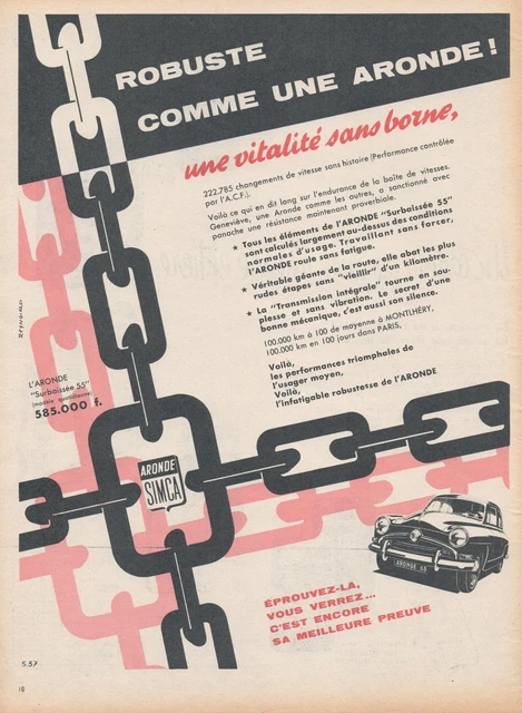 ▬► Publicité French Print advertising  - Voiture car - Aronde - SIMCA Reynoird