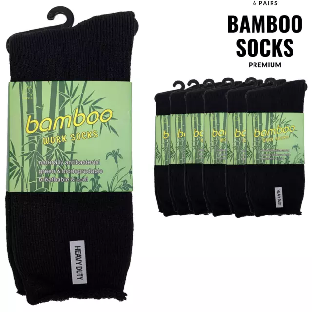 6 Pairs PREMIUM BAMBOO SOCKS Men's Heavy Duty Thick Work Socks Cushion BULK