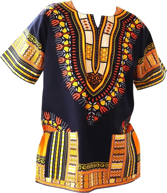 RaanPahMuang Unisex African Bright Dashiki Cotton Shirt Variety Colors
