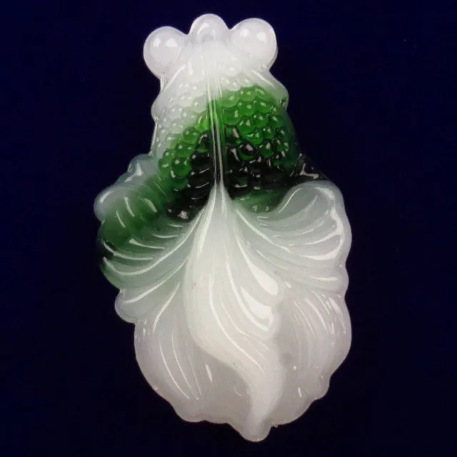1Pcs Man-made White Green Jade Carved Goldfish Pendant Bead 53x32x13mm XJ537