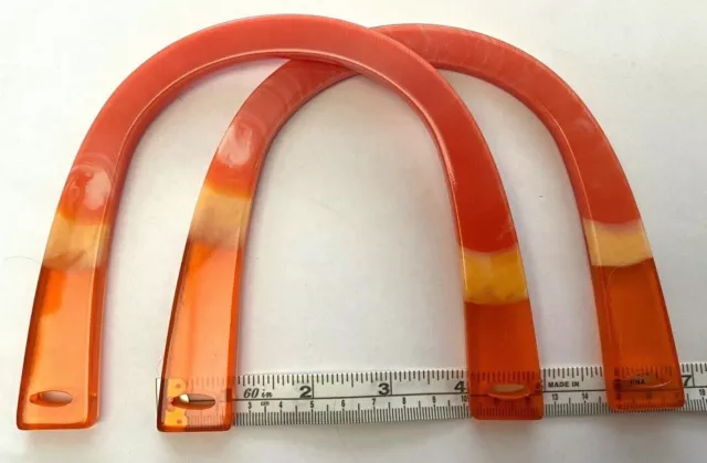 Pair (2) of U Shaped Bag Handles for Knitting or Sewing (Orange)