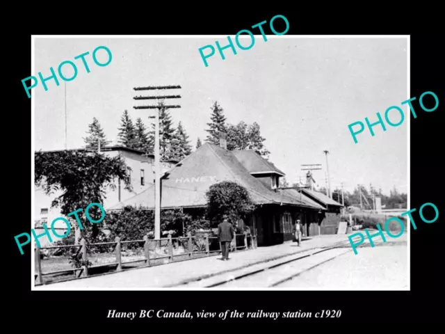 OLD LARGE HISTORIC PHOTO OF HANEY BC CANADA THE RAILWAY STATION c1920