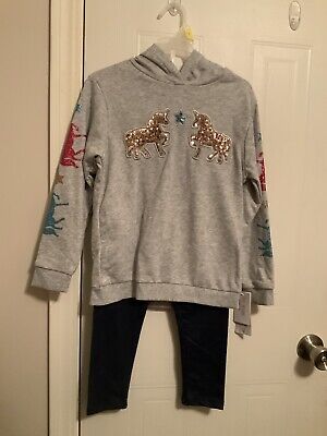 girls 2 pc long sleeve Hoodie outfit with unicorns Size 7 New With Tags
