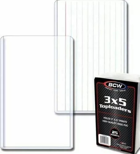 5 10 25 3x5 3" x 5" Toploader BCW Holder Tall Cards Photo Widevision Gameday