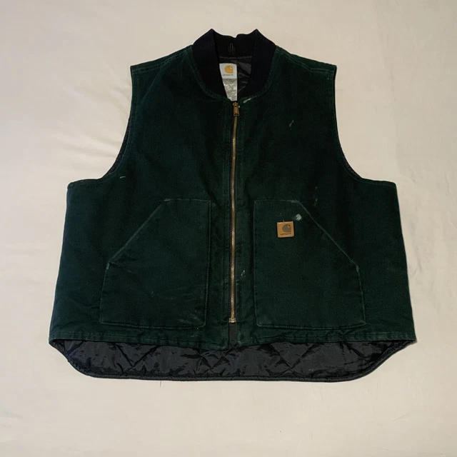 Carhartt V02 SPC Green Canvas Quilted Men’s Vest XL Made In USA Vintage