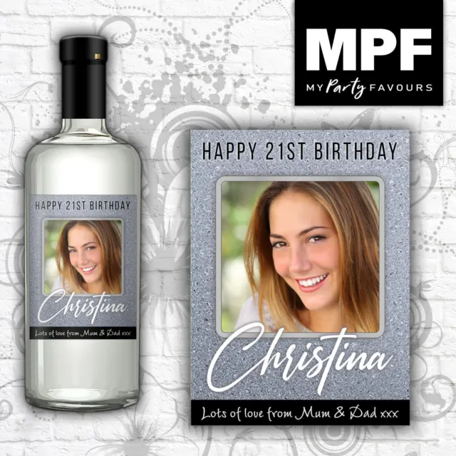 Personalised Birthday Photo Wine Gin Vodka Bottle Label - 18th 21st 30th 40th