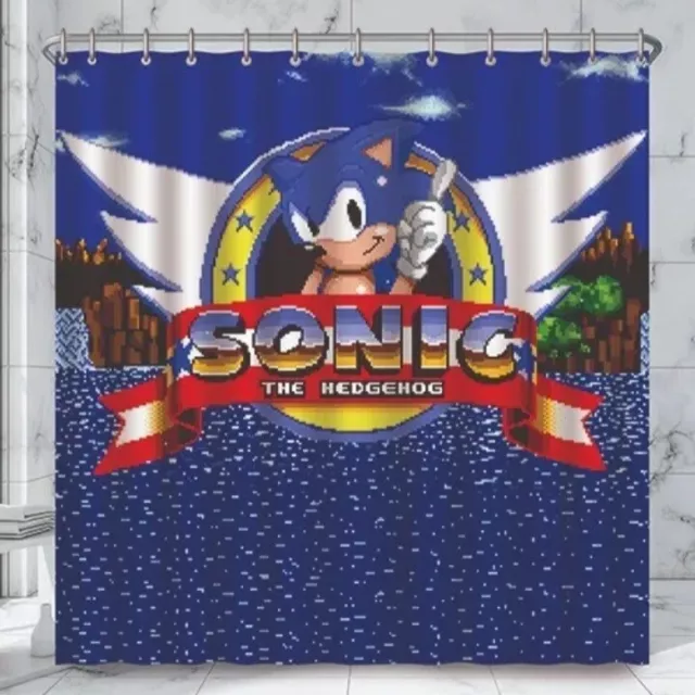 Official Sonic The Hedgehog Bathroom Shower Curtain w/ Rings (180cm x 180cm New