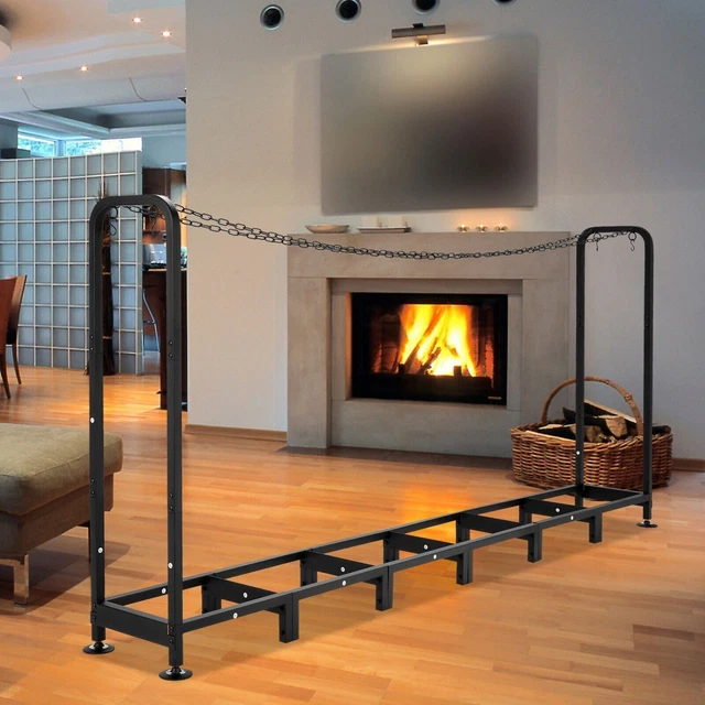 Supporti Impilabili In Legno Per Legna - 4 Pezzi, Colore Nero - Per Interni Ed Esterni, Organizzazione Legna Da Ardere - Foto 3