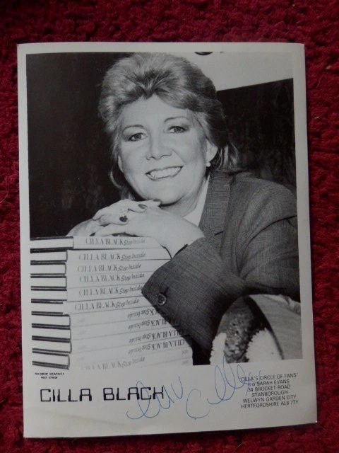 Cilla Black Singer / Tv Presenter  Autographed Photo