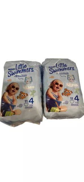 NEW! 2 Packages Huggies Little Swimmers Swimpants Sz  4 (Medium 24-34 lbs.) Nemo