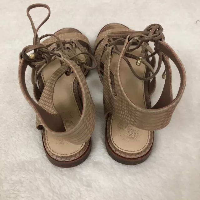 Vince Camuto Women's 8M Tany Lace Up Sandal Tan Light Brown 3