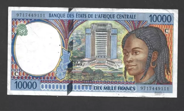 10000 Francs Vf  Banknote From Central African States/Congo 1994-2002  Pick-106C