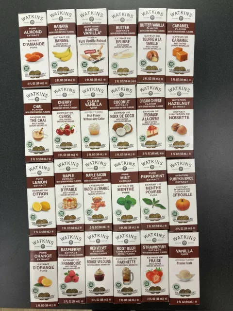 WATKINS EXTRACTS 2oz Pure or Imitation Flavorings Choose From 22+ Flavors