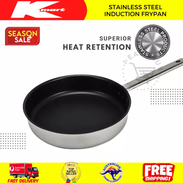 24cm Stainless Steel Non-Stick Frypan Induction/Gas/Electric Frying Pan Cookware