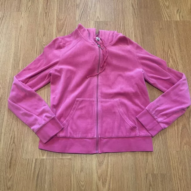 Juicy Couture Velour Full Zip Hot Pink Sweatshirt Large