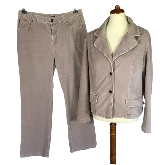 Vintage Retro Corduroy Pantsuit Two Piece Set L