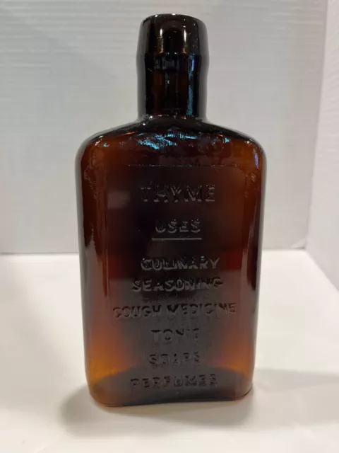 Scarce Vintage Thyme Herb Of The Month Clevenger Bros Embossed Bottle